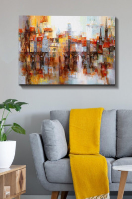 Tablou Canvas Sighisoara , Multicolor, 100 x 70 cm foto