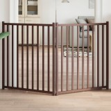 vidaXL Poartă de c&acirc;ini pliabilă 2 panouri stejar maro 160 cm lemn brad