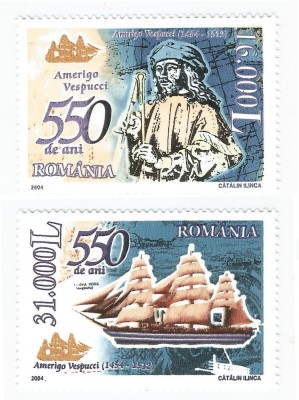 Romania, LP 1627/2004, 550 de ani de la nasterea lui Amerigo Vespucci, MNH foto