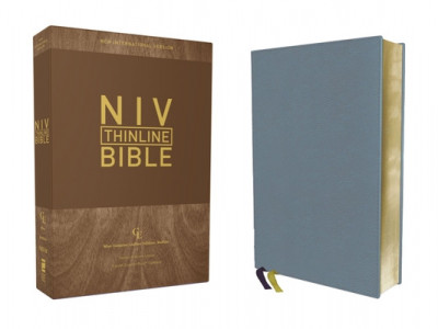 Niv, Thinline Bible, Genuine Leather, Buffalo, Blue, Red Letter Edition, Comfort Print foto