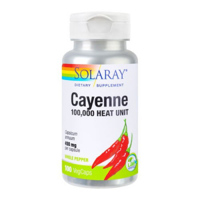 Ardei iute (Cayenne) 450mg, 100cps, Solaray foto