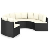 Cumpara ieftin Set mobilier de gradina cu perne, 6 piese, negru, poliratan