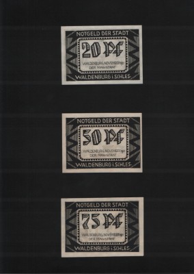 Notgeld Set 20+50+75 pf Waldenburg foto