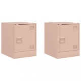 Cumpara ieftin Noptiere, 2 buc., roz, 34,5x39x44 cm, otel