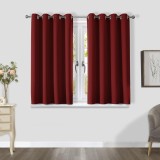 Perdea termică de protecție la frig, opacă, set de 2 bucăți, H137 x W117 cm, perdele cu inele, roșu, perdele de blocare a luminii, perdea moale și dur