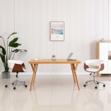 Scaune de bucătărie pivotante, 2 buc., alb, piele artificială