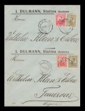 1912 Romania - 2 Plicuri cu antet I. Dulmann SLATINA circulate la Timisoara