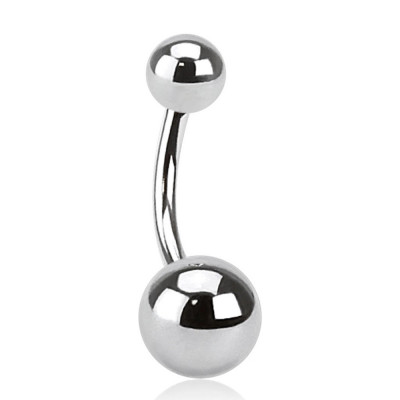 Piercing din oțel pentru buric de culoare argintie - bile simple, 1,2 mm - Măsuri: 10 mm x 4x6 mm foto