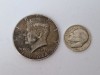 US -Lot de Doua Monede din Argint -Half Dollar 1964 Kennedy -One Dime 1952 ., Europa