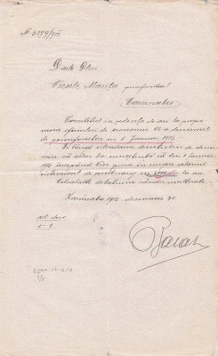 A3779N &amp;Icirc;nștiințare de numirea &amp;icirc;n funcția de primforestier, 1912, Caransebeș, Comunitatea de avere a fostului regiment confiniar rom&amp;acirc;no-bănățean Nr 13 foto