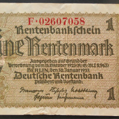 Bancnota istorica 1 RENTENMARK - GERMANIA NAZISTA, anul 1937 *cod 203