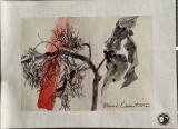 Lucrare 1 Mircia Dumitrescu, 30 x 20 cm, serigrafie pe p&acirc;nză semnată olograf de artist produs Muzeul Literaturii Romane Bucuresti serie limitată
