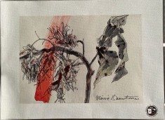 Lucrare 1 Mircia Dumitrescu, 30 x 20 cm, serigrafie pe p&acirc;nză semnată olograf de artist produs Muzeul Literaturii Romane Bucuresti serie limitată