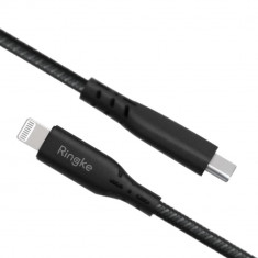 Cablu de date MFI Premium - Type C la Lightning, Iphone, Fast Charge, 1.2 m, Negru