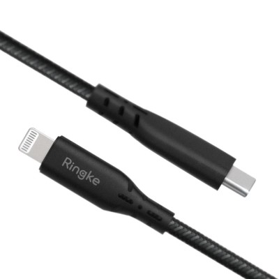 Cablu de date Ringke, tip Lightning - USB Type C, Negru foto