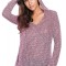 BL753-81 Bluza tricotata, larga, cu decolteu in V si gluga