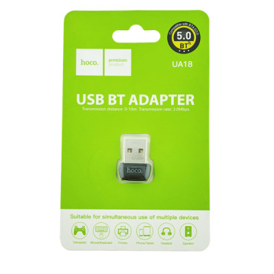 Adaptor Bluetooth Dongle v.5.0, nano USB, Hoco UA18 76239, conexiune multipoint, negru foto