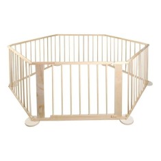 Tarc de joaca pliabil, 6 segmente, lemn pin, 172x90x69,5 cm, suprafata 5.4 mp foto