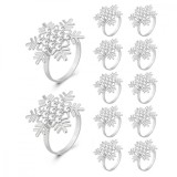 Set 12 inele pentru servete, design fulg de nea, metal, auriu si argintiu, 50x42mm, Oem
