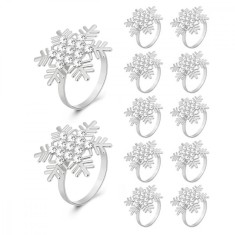 Set 12 inele pentru servete, design fulg de nea, metal, auriu si argintiu, 50x42mm foto