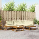 vidaXL Set de canapele de exterior 5 Bucată Natural și Crem 3368138