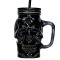 Pahar Sticlă, Butoiaș, Model Craniu, Culoare Negru, Capacitate 400ml