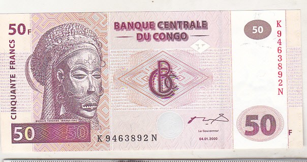 bnk bn Congo 50 franci 2000 unc Kinshasa