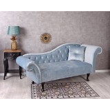 Sofa Chesterfield din lemn masiv cu tapiterie albastru marin FHA007, Paturi si seturi dormitor