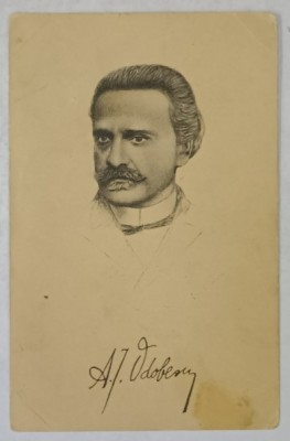 AL . ODOBESCU , PORTRET , CU SEMNATURA REPRODUSA , GRAFICA , PERIOADA INTERBELICA foto