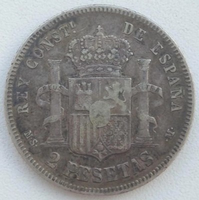 Moneda Spania Argint - 2 Pesetas 1883 foto