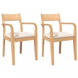 Cumpara ieftin Scaune sufragerie cu perne 2 buc cauciuc din lemn masiv natural