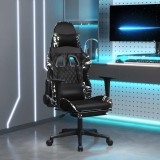 Scaun de gaming masaj/suport picioare negru/Camuflaj piele eco