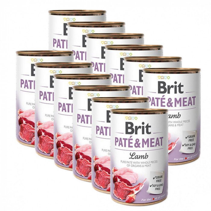 Conservă Brit Pat&eacute; &amp;amp; Meat Lamb, 12 x 400 g