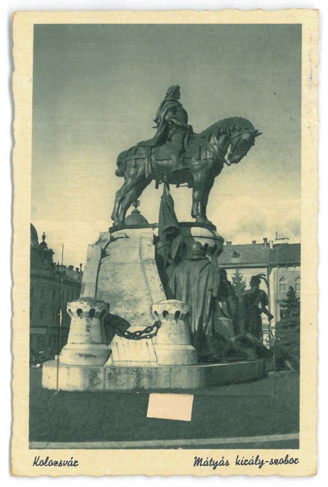 1763 - CLUJ, Matei Corvin statue, Leporello - old PC +10 mini photocard - unused