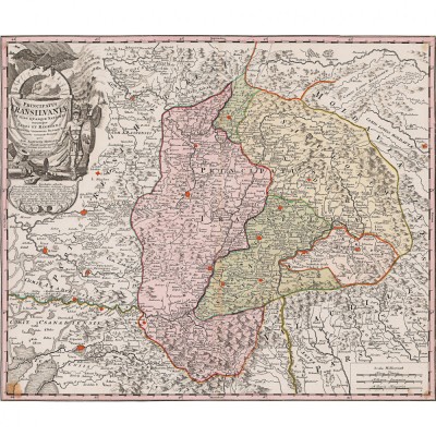 Harta Transilvania, Johann Baptist Homann, cca. 1715-1724, 50x60cm, reproducere foto