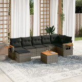 vidaXL Set canapele de grădină cu perne, 8 piese, gri, poliratan 3259442
