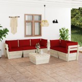 Cumpara ieftin Set mobilier grădină din paleți, 6 piese, cu perne, lemn molid