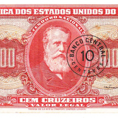 Brazilia 10 Centavos pe 100 Cruzeiros 1966-67 P-183a Seria 008527