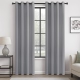 Cumpara ieftin Set 2 Draperii Blackout, 226 x 140 cm, Prindere pe sina cu Inele, Gri - CN