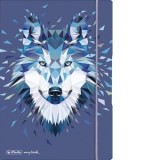 Caiet my.book flex A5, 40 file, patratele, motiv Wild Animals Wolf