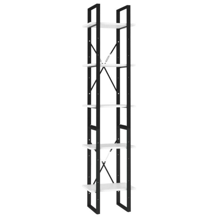 Biblioteca cu 5 rafturi, alb, 40x30x175 cm, lemn prelucrat