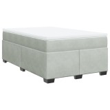 Cumpara ieftin Pat continental cu saltea, gri deschis, 120x200 cm, catifea