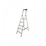 Scara dubla cu trepte pe o parte din aluminiu, Krause, Monto &quot;Safety&quot;, 3.05m inaltime lucru, 5 trepte, pliabila