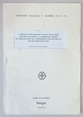 L &amp;#039;ORIGINE DES GRANDS SCEAUX PRINCIERS MOLDO - VALAQUES A LA BORDUE ORNEE DE MEDAILLONS AU X ARMOIRES ...DE CES PRINCIPAUTES par DAN CERNOVODEANU , A foto