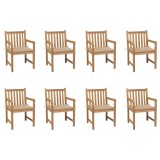 vidaXL Scaune de grădină cu perne bej, 8 buc., lemn masiv de tec 3073061