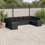 Cumpara ieftin Set canapele de grădină cu perne, 10 piese, negru, poliratan