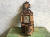 colectie / arta / religie - Candela veche romaneasca in stil neoromanesc cu icoana Maica Domnului cu Pruncul din prima jumatate a sec XX !