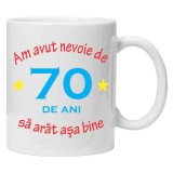 Cana alba personalizata "am avut nevoie de 70 de ani", INOVATIX&reg;️. 330ml