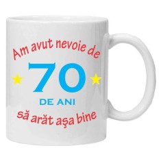 Cana alba personalizata &quot;am avut nevoie de 70 de ani&quot;, INOVATIX&reg;️. 330ml