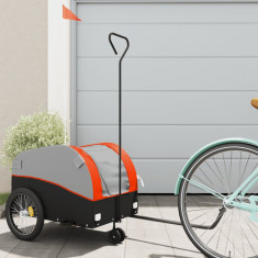 Remorca pentru biciclete negru/portocaliu, 30 kg, fier GartenMobel Dekor